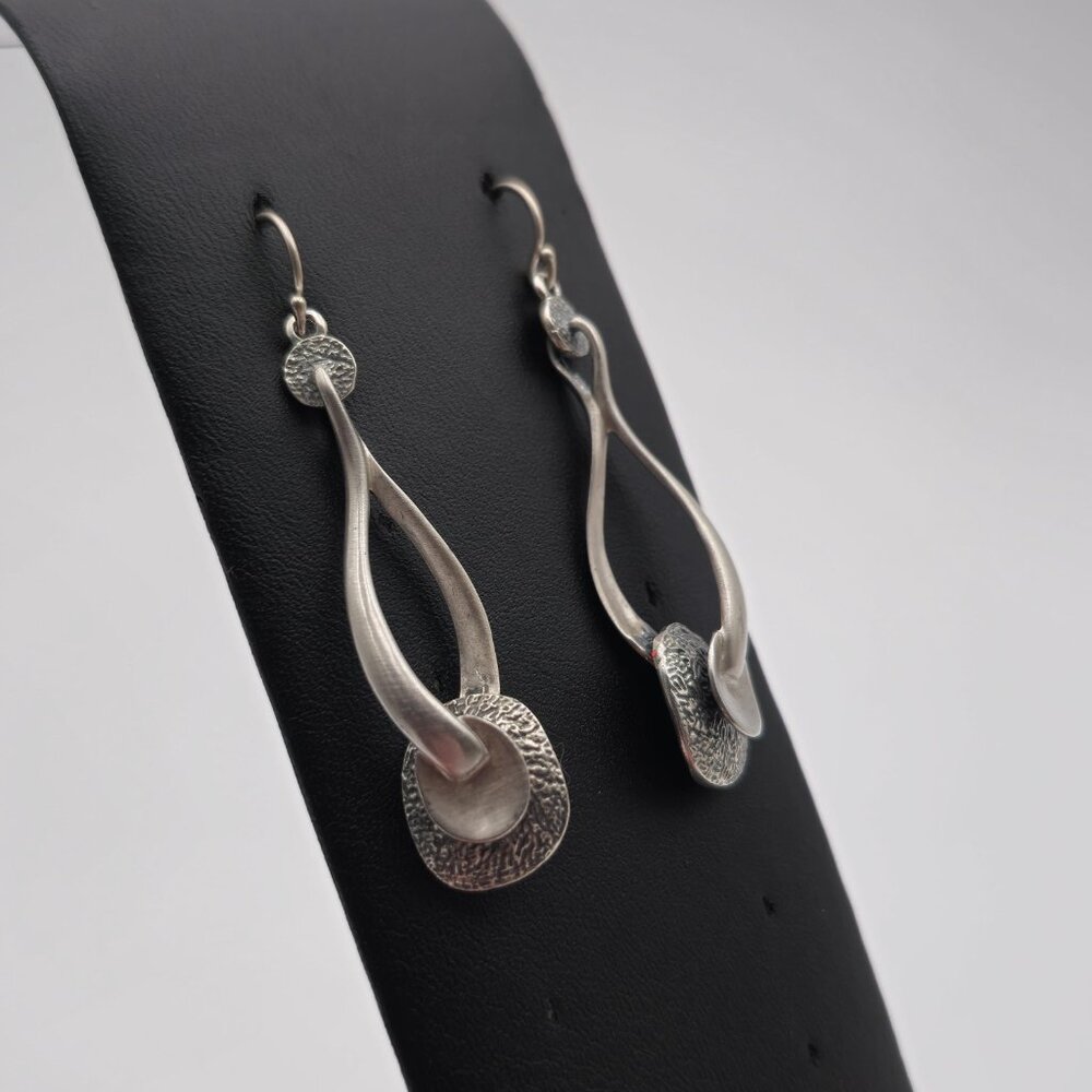 Sterling Silver Retired Silpada Brushed Earrings A2031 - Picture 2 of 6